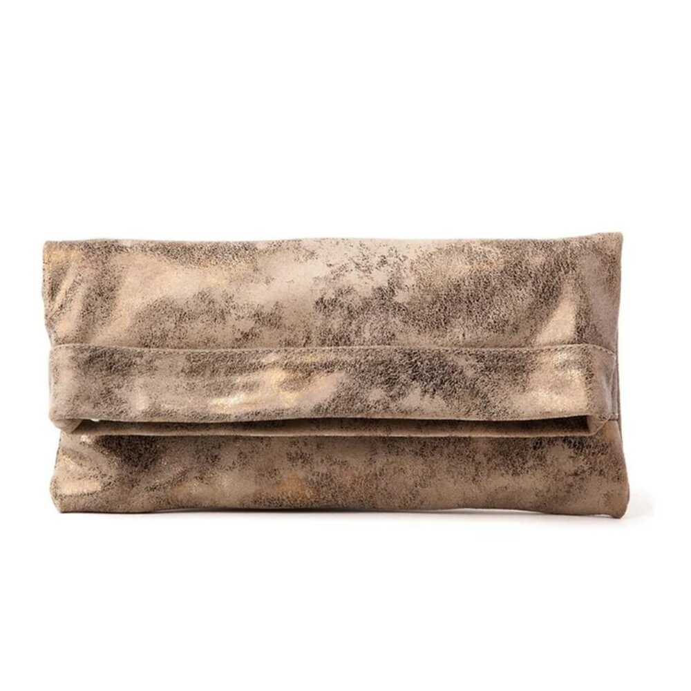 Mollie Cross-Body Convertible Leather Clutch in Gold by CoFi